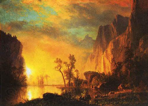 Albert Bierstadt Sunset in the  Rockies Norge oil painting art